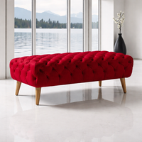 Smarto Relax Puf Adelboden Ahşap Ayaklı Kapitoneli 100x50x40 cm