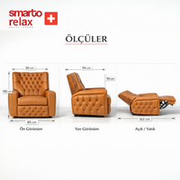 Smarto Relax TV Koltuğu Frigya Elektrikli Sırt Dayanağı Kontrol Panelli Ergonomik Kahverengi Deri Dekoratif Baba Koltuğu