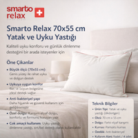 Smarto Relax Tekli ve 4'lü 70x50 cm Uyku Yastık – Karışım Elyaf Dolgu,Pamuklu kumaş, Anti-Bakteriyel Büyük Boy