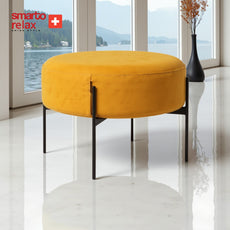 Smarto relax-Sari Metal Ayaklı  Yuvarlak Kapitone Puf