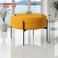 Smarto relax-Sari Metal Ayaklı  Yuvarlak Kapitone Puf3