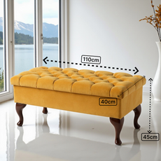Smarto relax-Sari Ahşap Ayaklı Kapitone Puf3