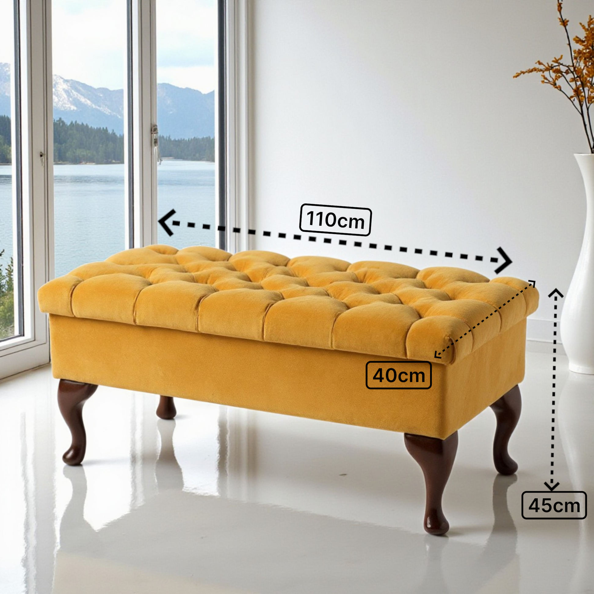Smarto relax-Sari Ahşap Ayaklı Kapitone Puf3