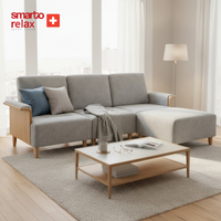 Smarto Relax İstanbul Köşe Takımı (Puflu) – Polyester Kumaş, Ahşap İskelet, Ahşap Ayaklı L Koltuk