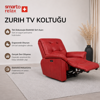 Smarto Relax TV Koltuğu Zürih VIP Elektrikli Sırt Dayanağı Kontrol Panelli Ergonomik  Deri Dekoratif Baba Koltuğu