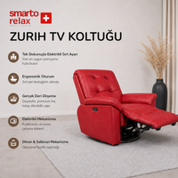 Smarto Relax TV Armchair Zurich VIP Electric Swivel and Rocking Recliner with Backrest Control Panel Ergonomic Leather Decorative Recliner