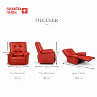 Smarto Relax TV Koltuğu Zürih VIP Elektrikli Sırt Dayanağı Kontrol Panelli Ergonomik  Deri Dekoratif Baba Koltuğu