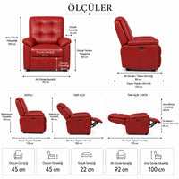 Smarto Relax TV Koltuğu Zürih VIP Elektrikli ve Döner ve Sallanan mekanımalı Sırt Dayanağı Kontrol Panelli Ergonomik  Deri Dekoratif Baba Koltuğu